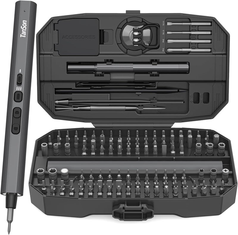 Tanso Precision Electric Screwdriver Set,160-in-1 Mini Electric Screwdriver,650mAh Rechargeable Screwdrivers,S2 Magnetic Bit,3 Torque Settings,Repair Tool Kit for Computer Phone Laptop Camera Watch Glasses - Image 1